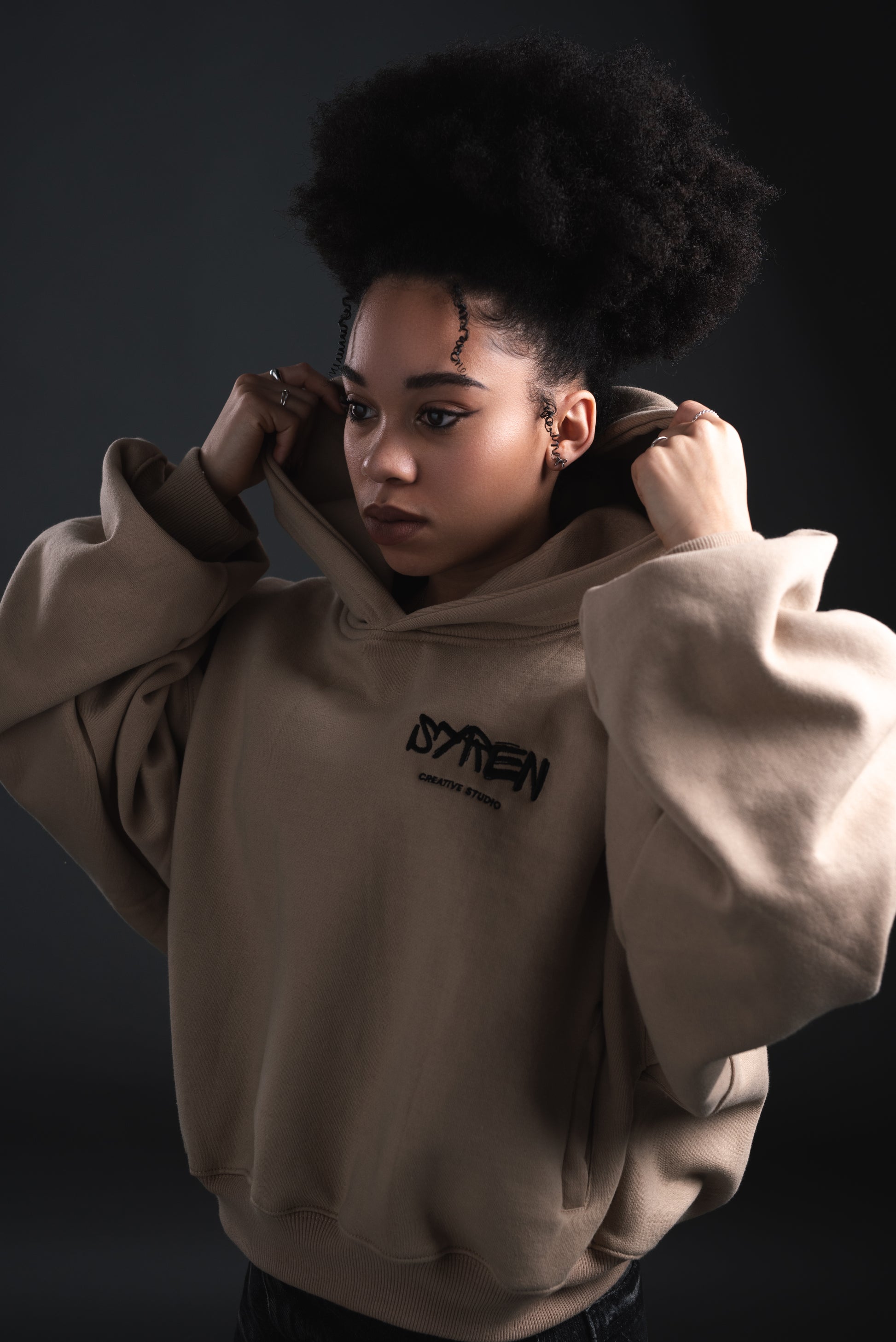 Back view of SYREN 1.0 baggy hoodie 
